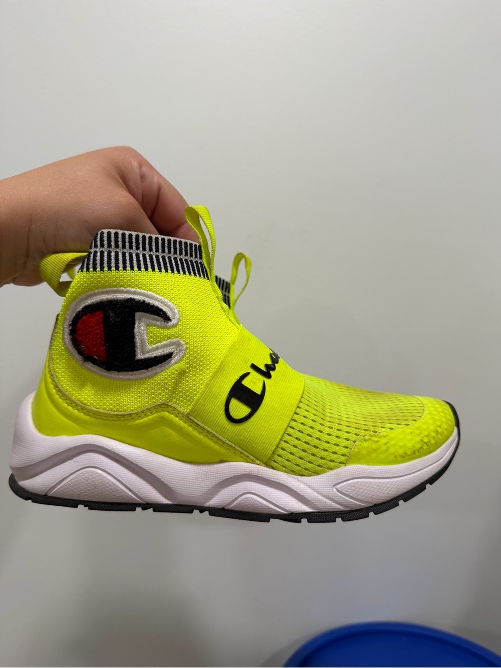 Champion Kids Neon Yellow Slip-On High-Top Sneaker